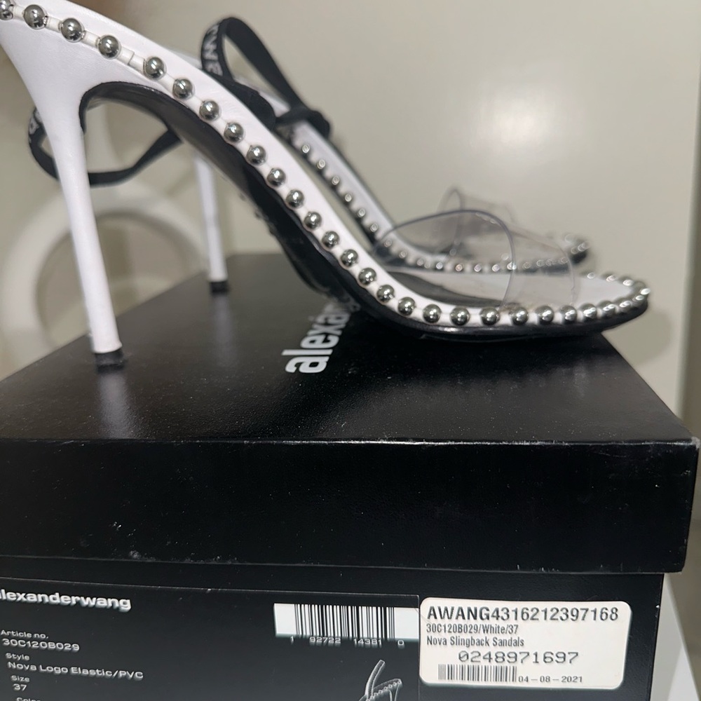 Alexander Wang White and Silver Studded Heels - Picture 2 of 4